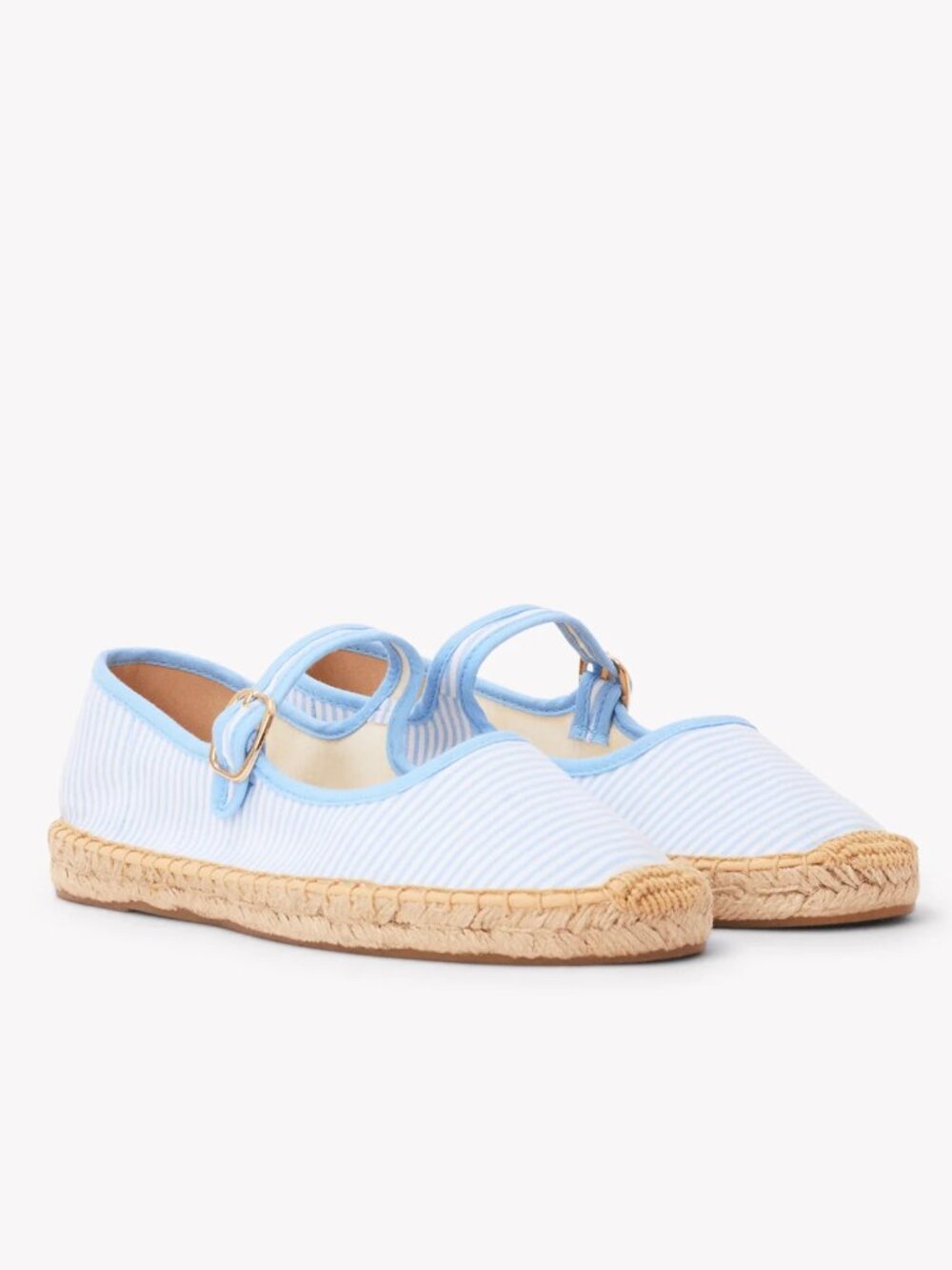 Soludos The Mary Jane Espadrille Seersucker Blue White Stripe Size 8-8.5 NIB